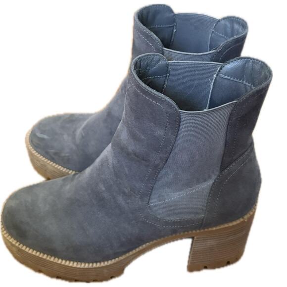 BP Nordstrom Jillyan Chelsea Boots Grey Suede Platform Size 9 - Picture 4 of 5